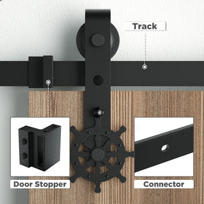 [Discontinued] Double Door Wood Sliding Barn Door Hardware Kit - Carbon Steel