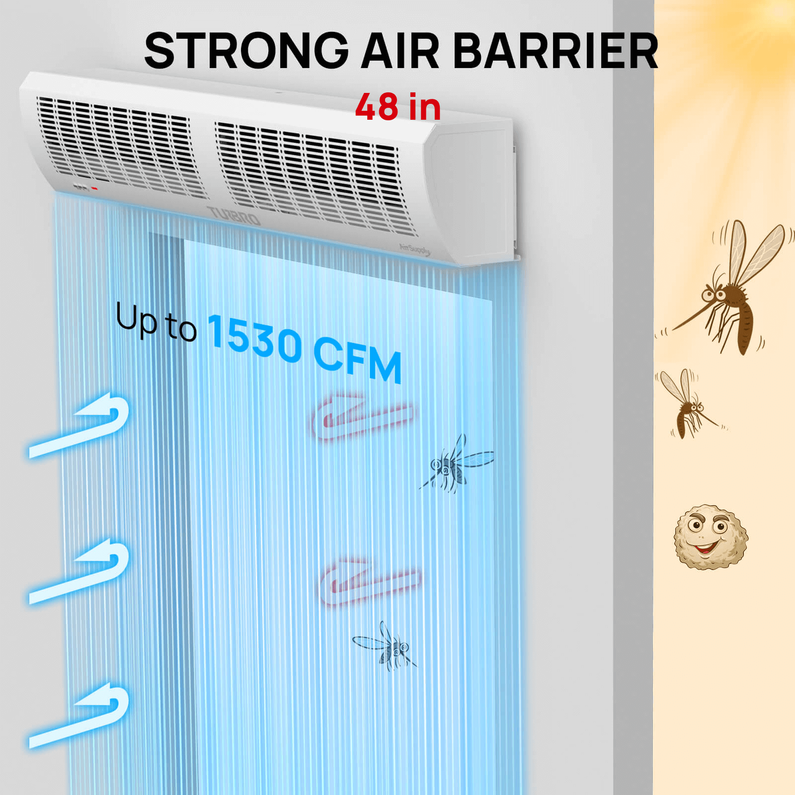 (Open Box) Air Curtain for Doors with Magnetic Door Switch
