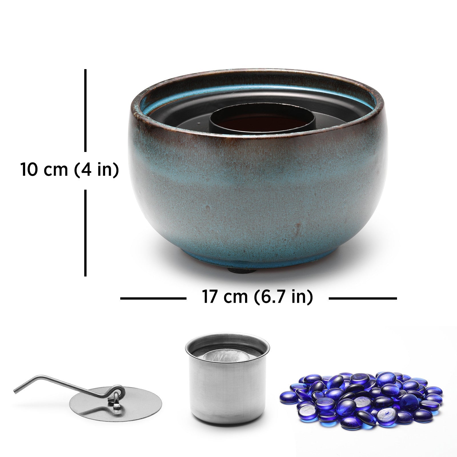 [Discontinued] Ceramic Tabletop Fire Pit - Ocean Blue