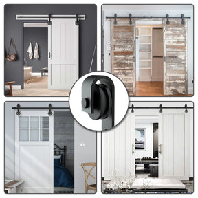 [Discontinued] Double Door Wood Sliding Barn Door Hardware Kit - Carbon Steel