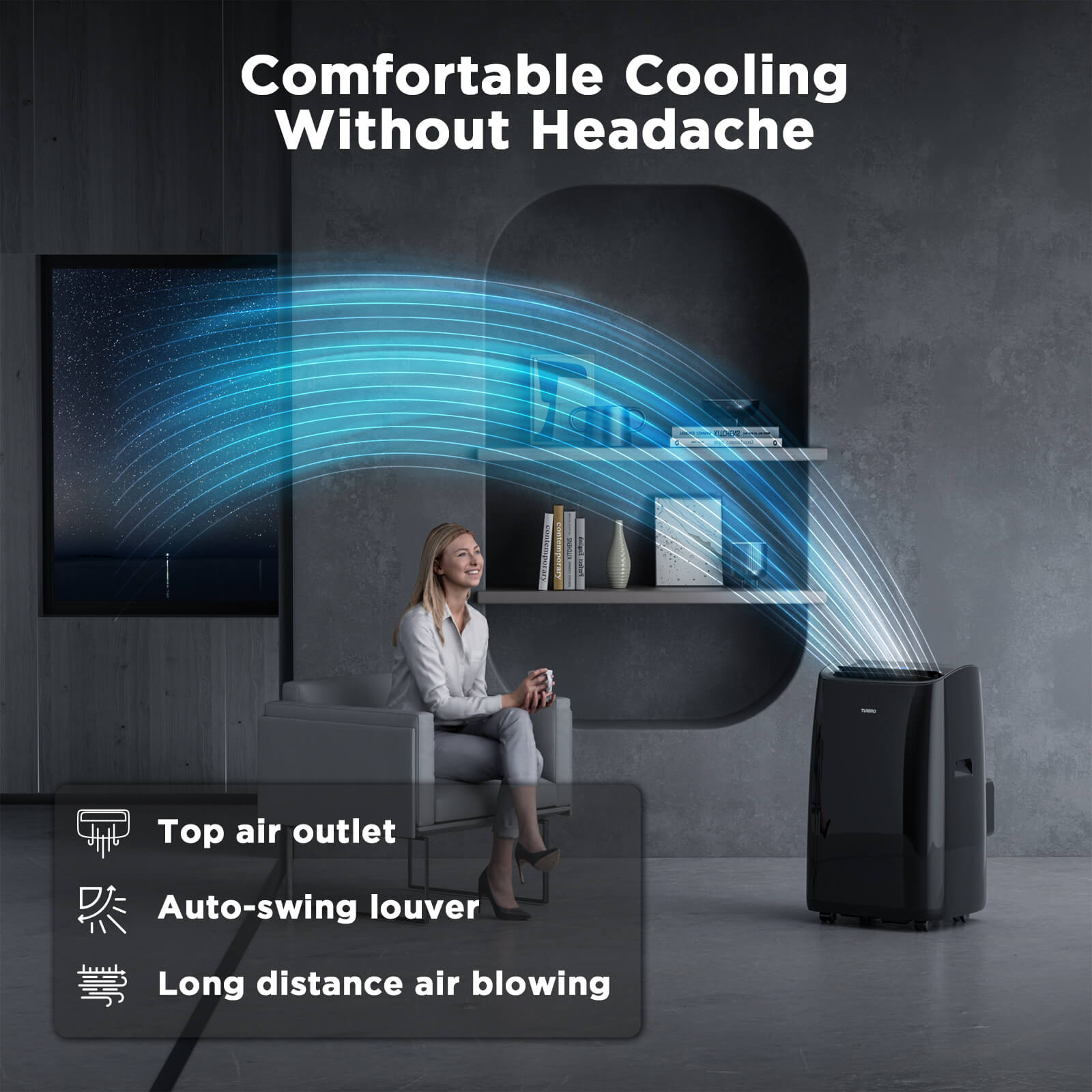 (Open Box) Greenland 14,000 BTU Smart WiFi Portable Air Conditioner - Black