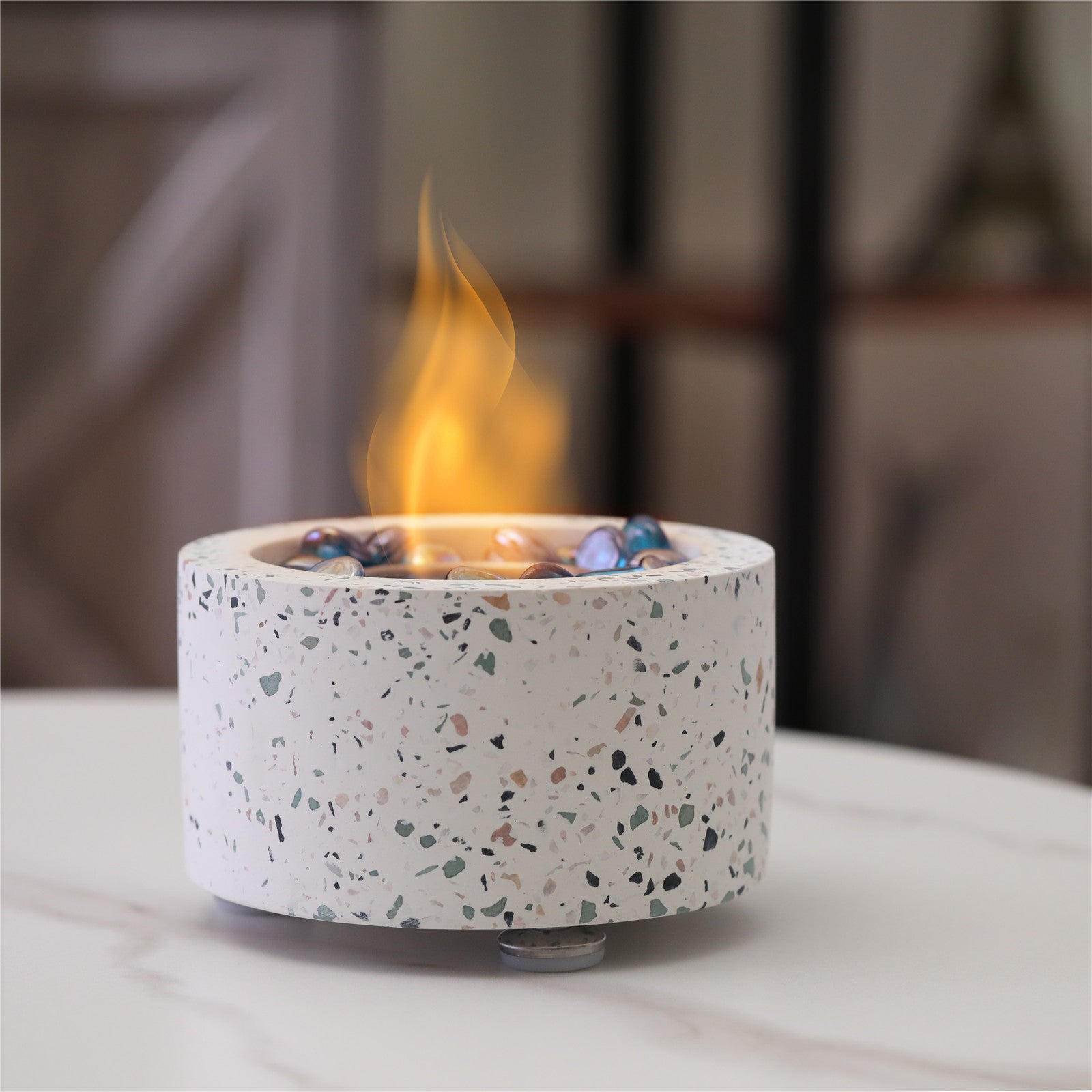[Discontinued] Cement Tabletop Fire Pit - Terrazzo