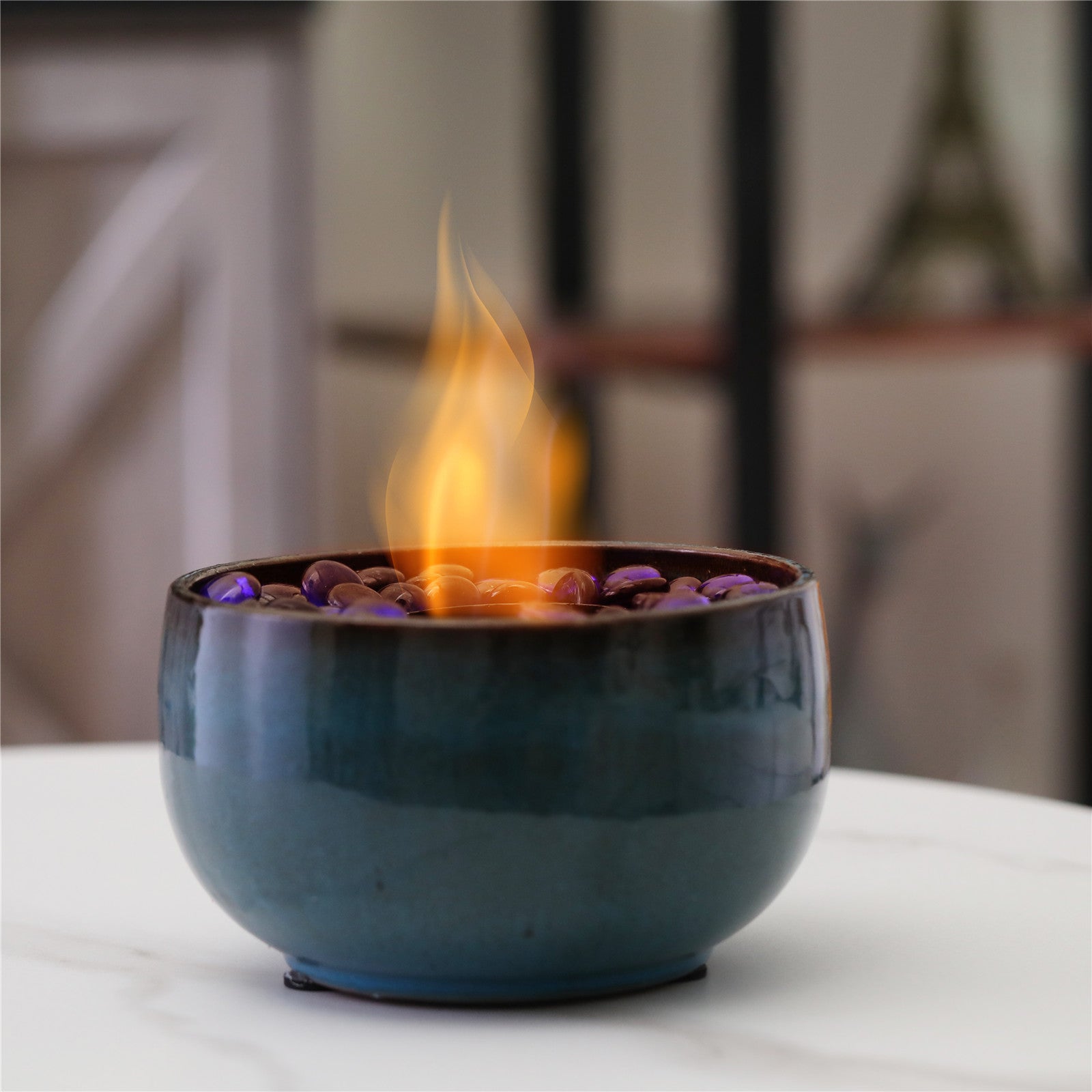 [Discontinued] Ceramic Tabletop Fire Pit - Ocean Blue
