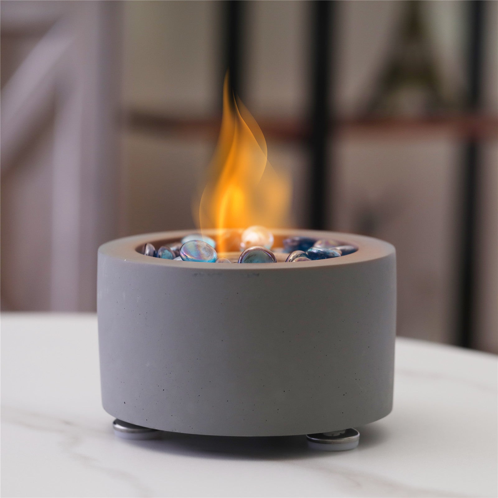[Discontinued] Cement Tabletop Fire Pit - Dark Gray