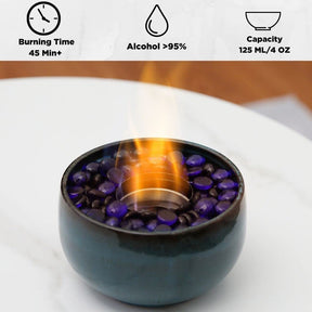 [Discontinued] Ceramic Tabletop Fire Pit - Ocean Blue