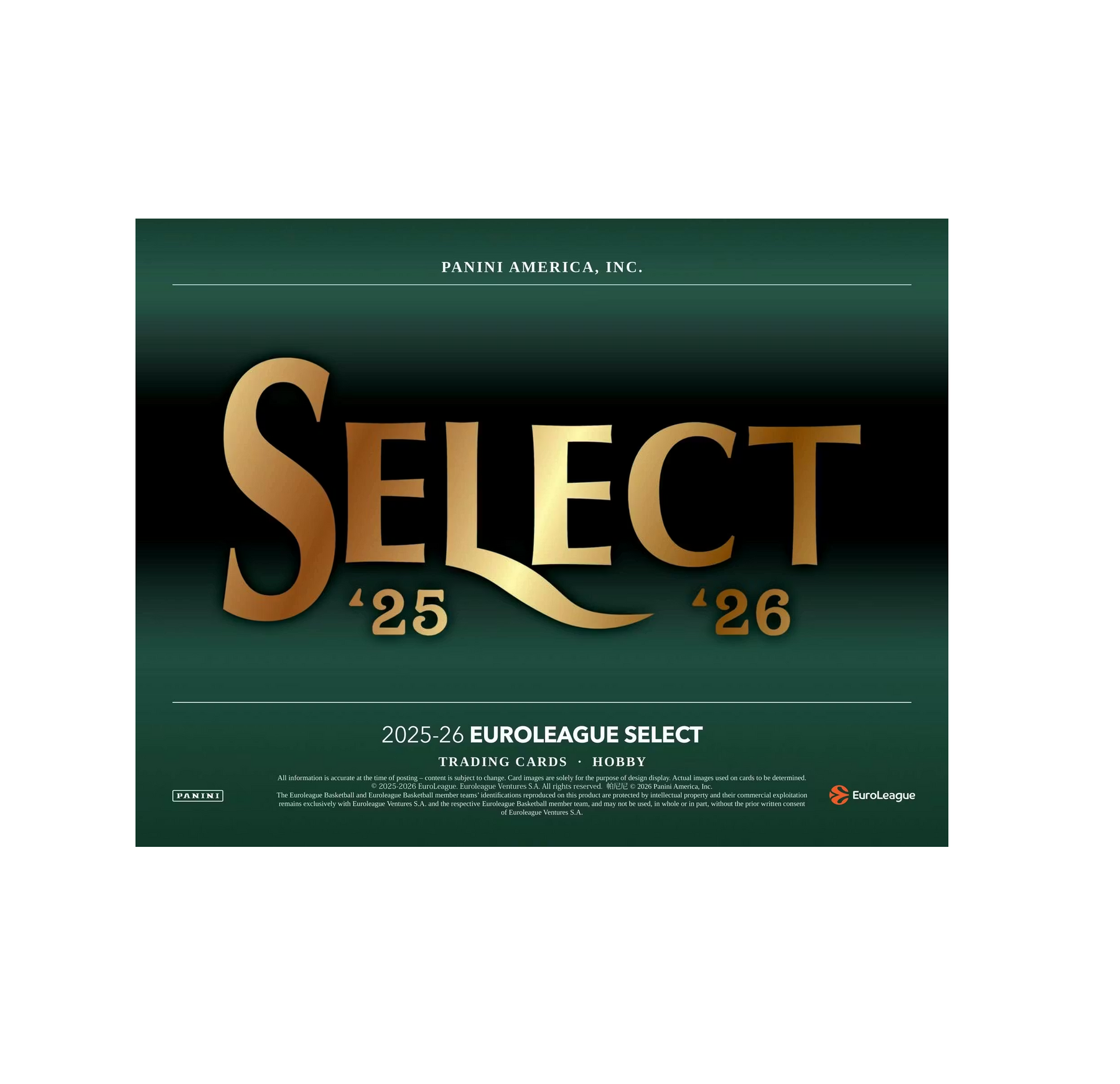 2025-26 Panini Select EuroLeague Basketball Hobby Box
