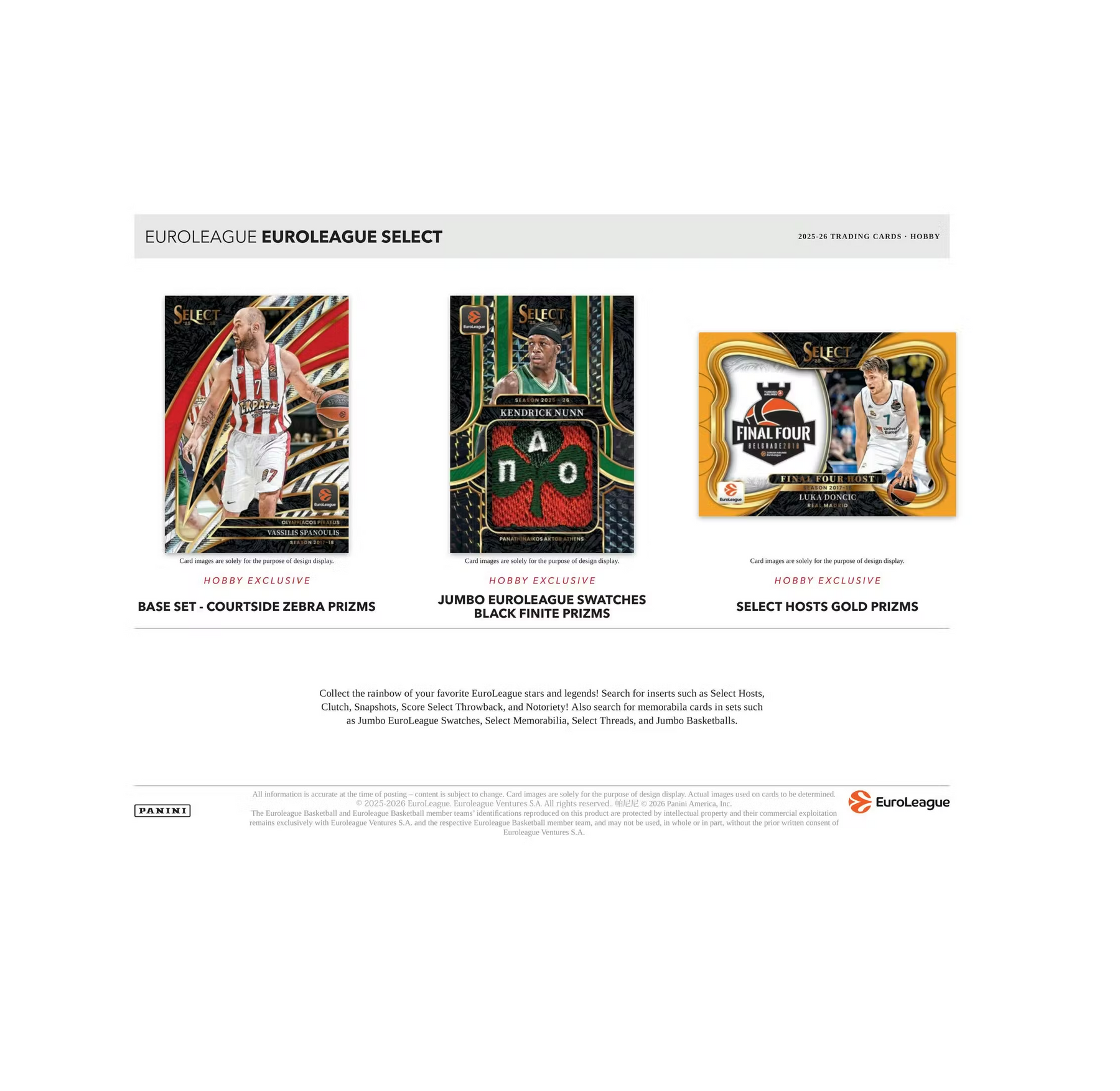 2025-26 Panini Select EuroLeague Basketball Hobby Box