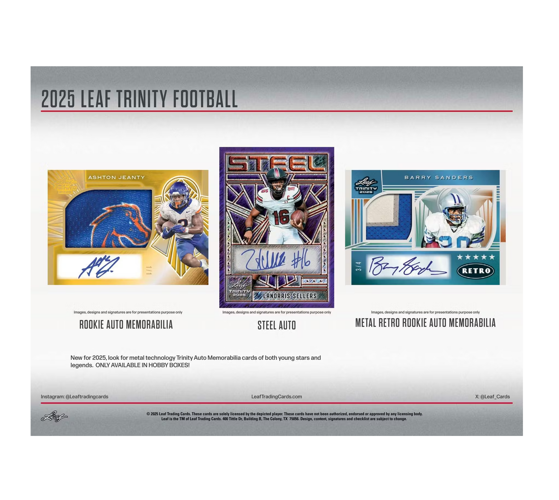 2025 Leaf Trinity Football Hobby Jumbo Box