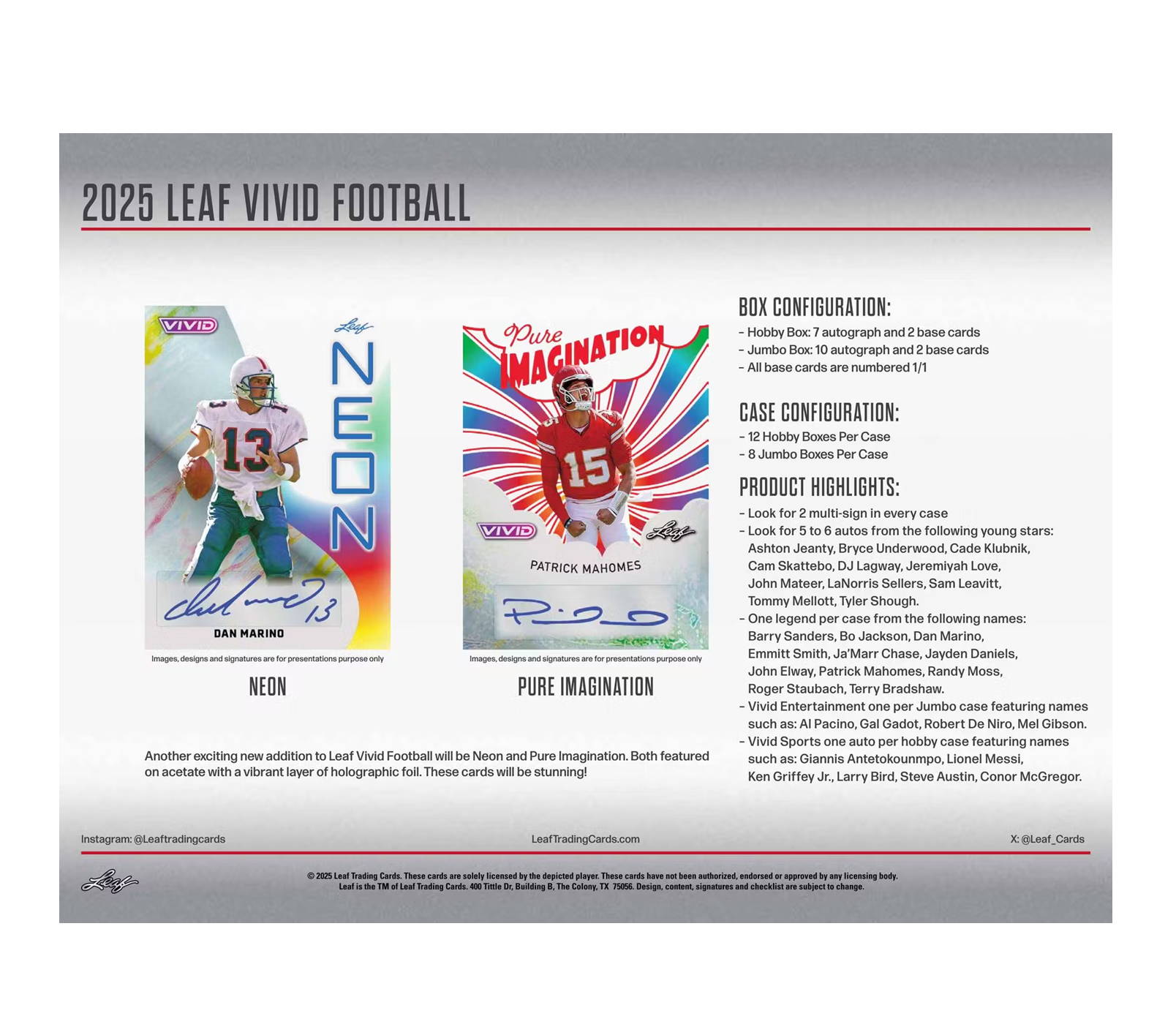 2025 Leaf Vivid Football Hobby Box