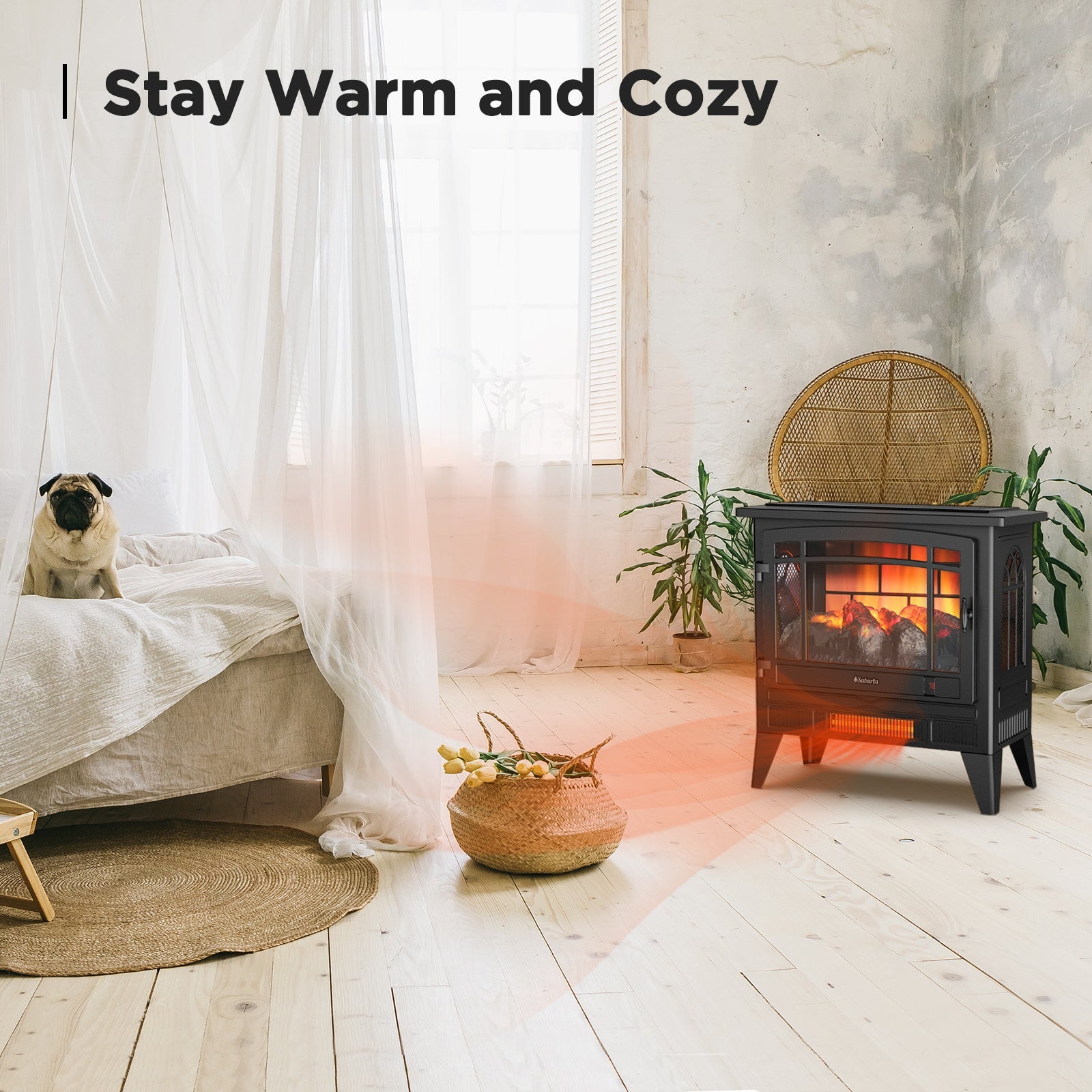 (Open Box) Suburbs TS25 Electric Fireplace Stove Heater