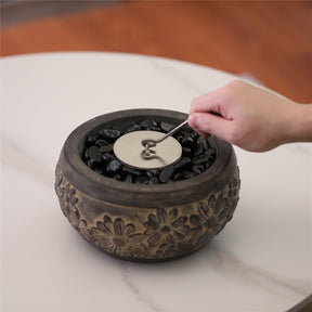 [Discontinued] Cement Tabletop Fire Pit - Antique Gray