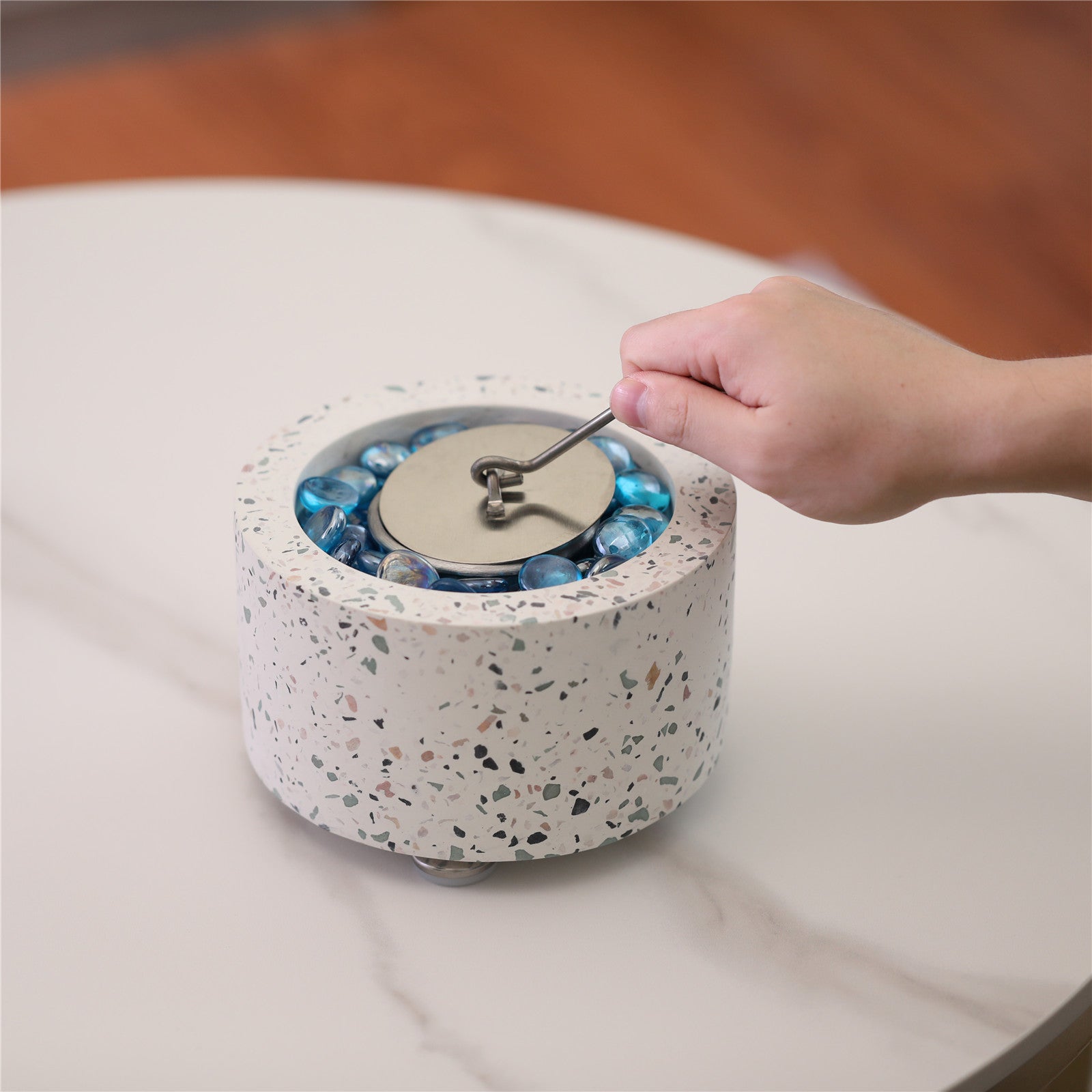 [Discontinued] Cement Tabletop Fire Pit - Terrazzo