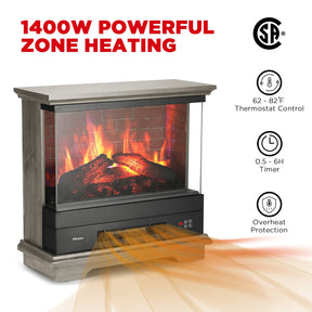 [Discontinued] Firelake FL27-GW Electric Fireplace Heater With Mantel