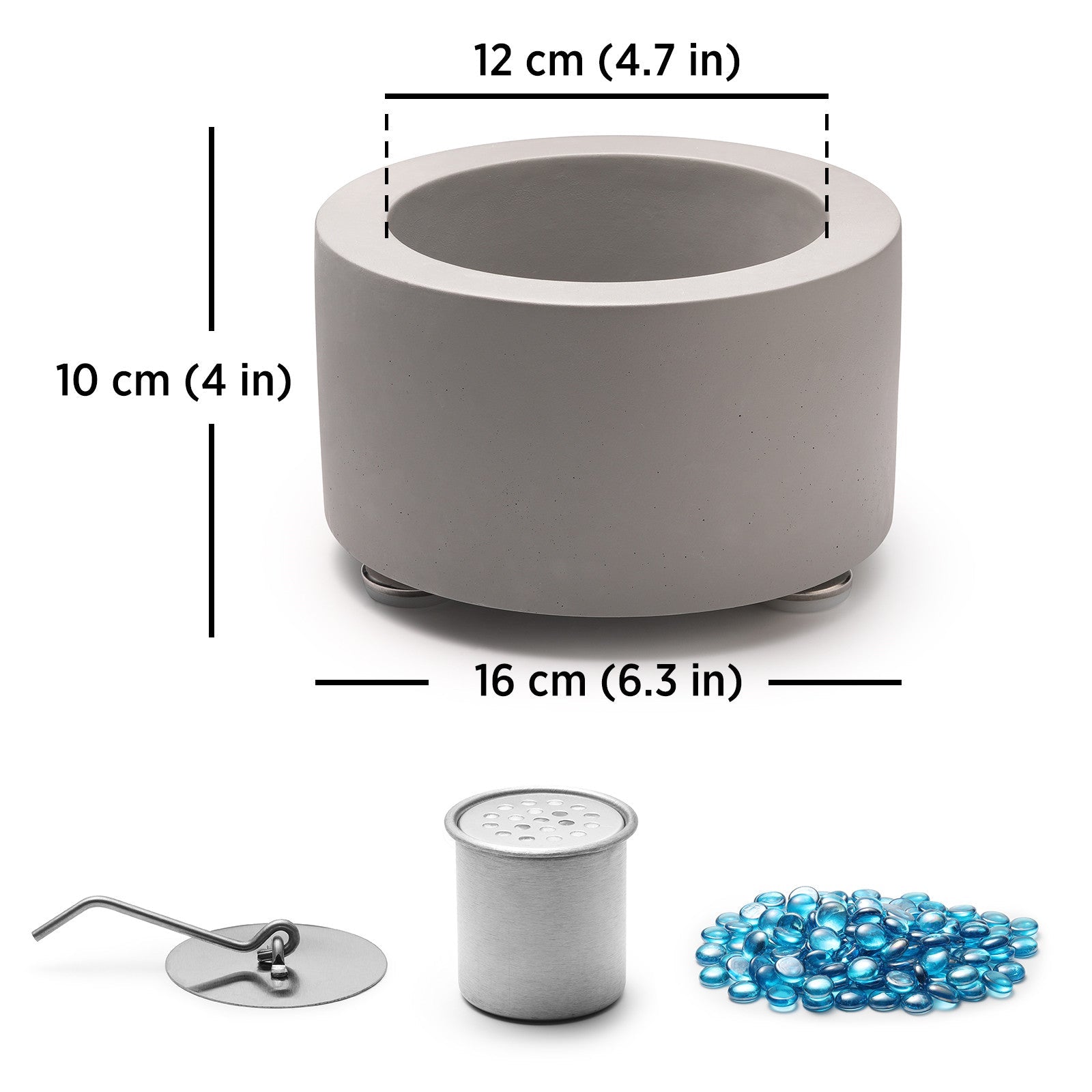 [Discontinued] Cement Tabletop Fire Pit - Dark Gray
