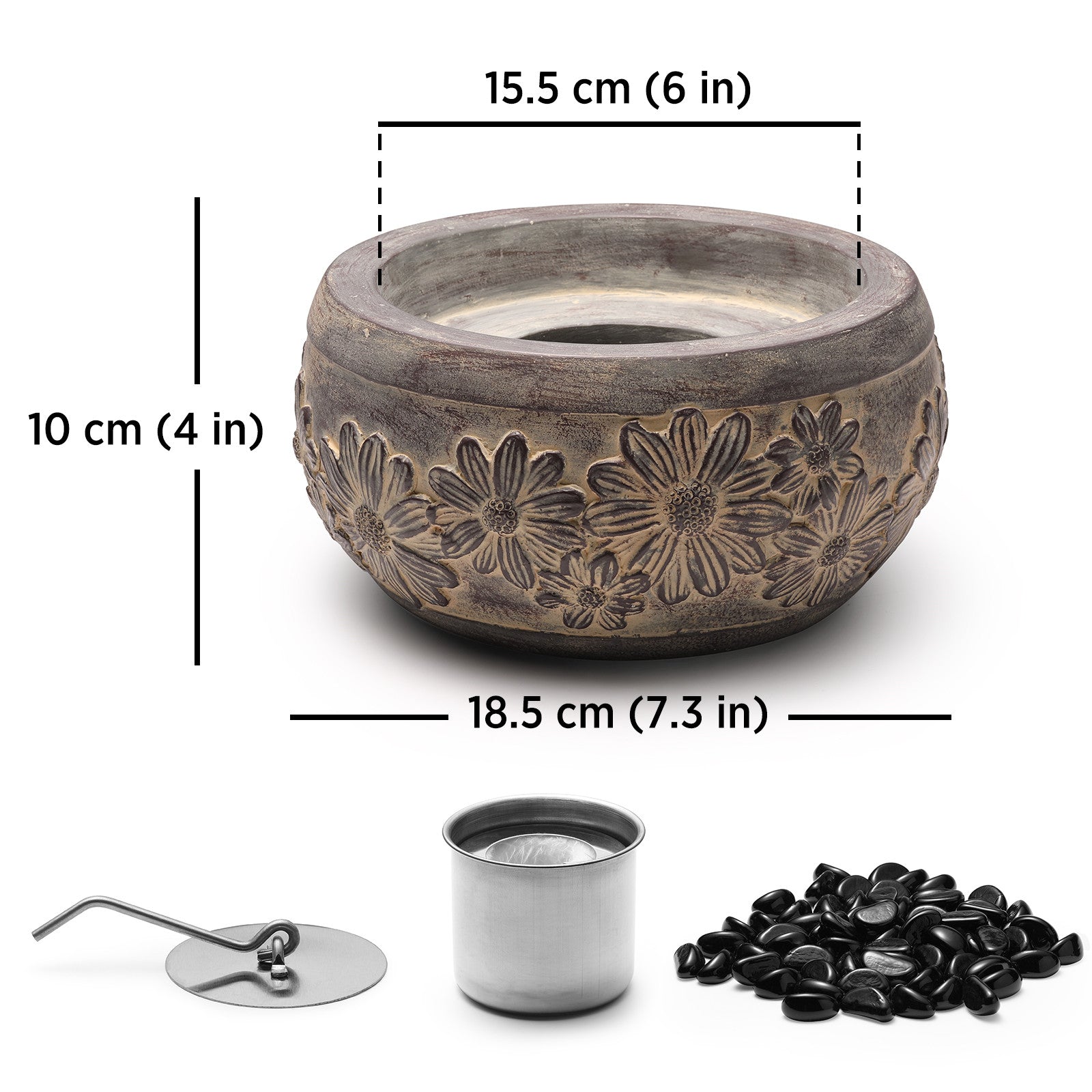 [Discontinued] Cement Tabletop Fire Pit - Antique Gray