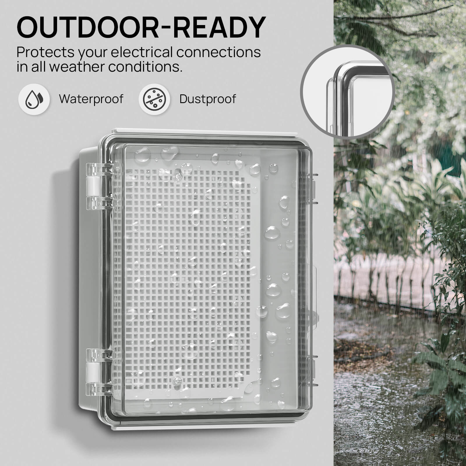 Outdoor Electrical Waterproof Junction Box, Transparent Cover