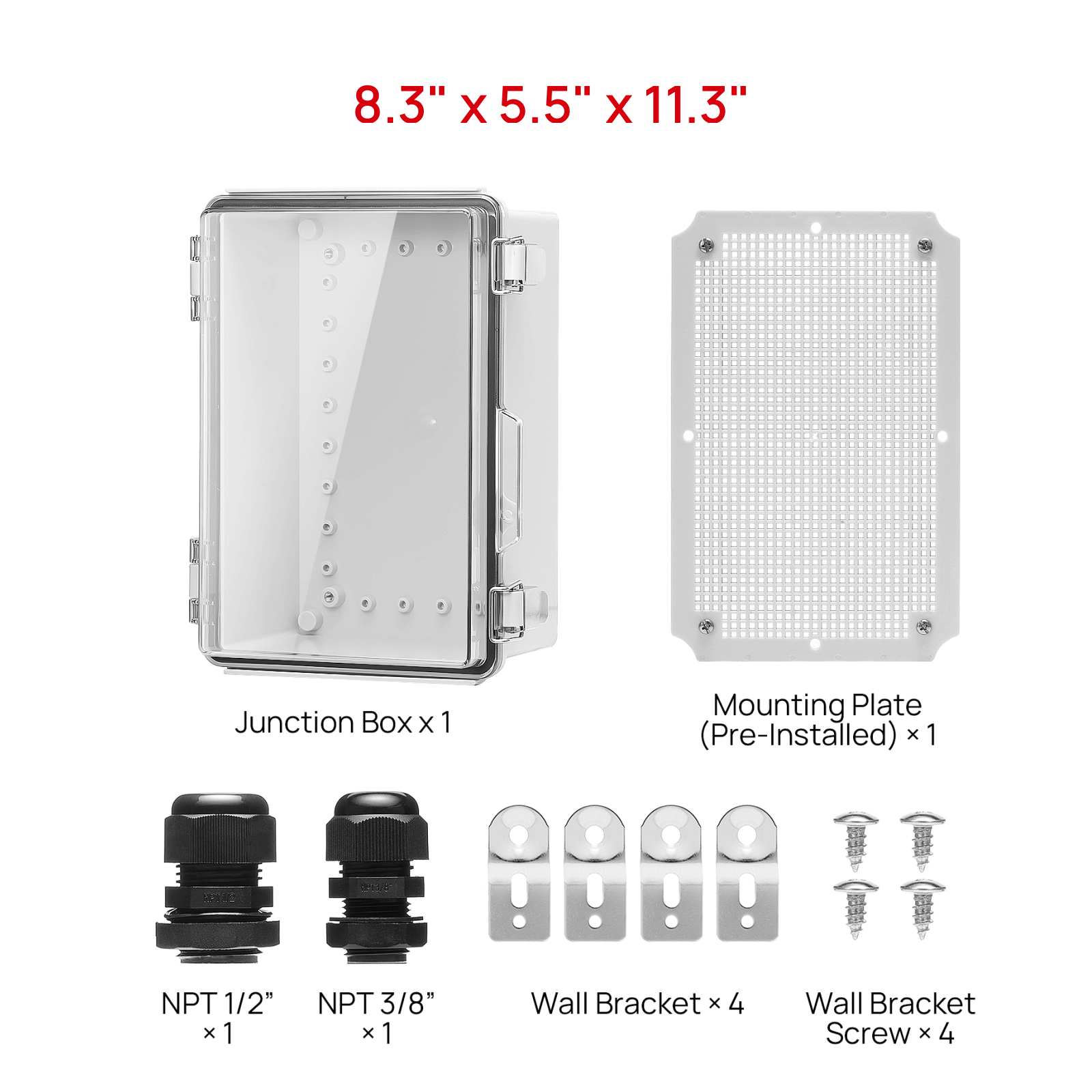 Outdoor Electrical Waterproof Junction Box, Transparent Cover