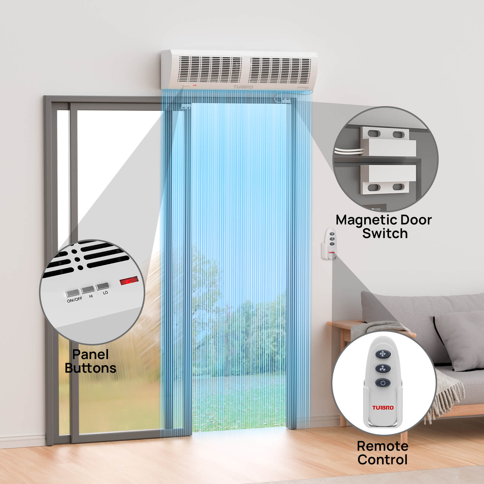 (Open Box) Air Curtain for Doors with Magnetic Door Switch