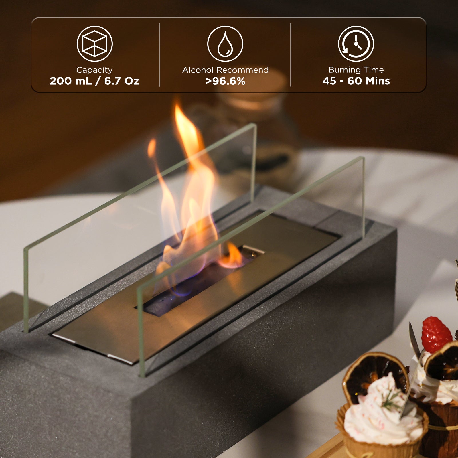 [Discontinued] Cement Tabletop Fire Pit - Cement Gray