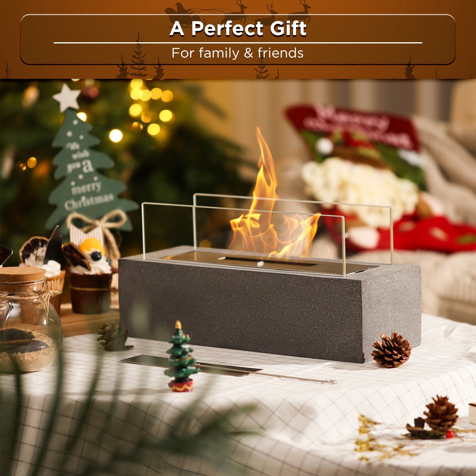 [Discontinued] Cement Tabletop Fire Pit - Cement Gray
