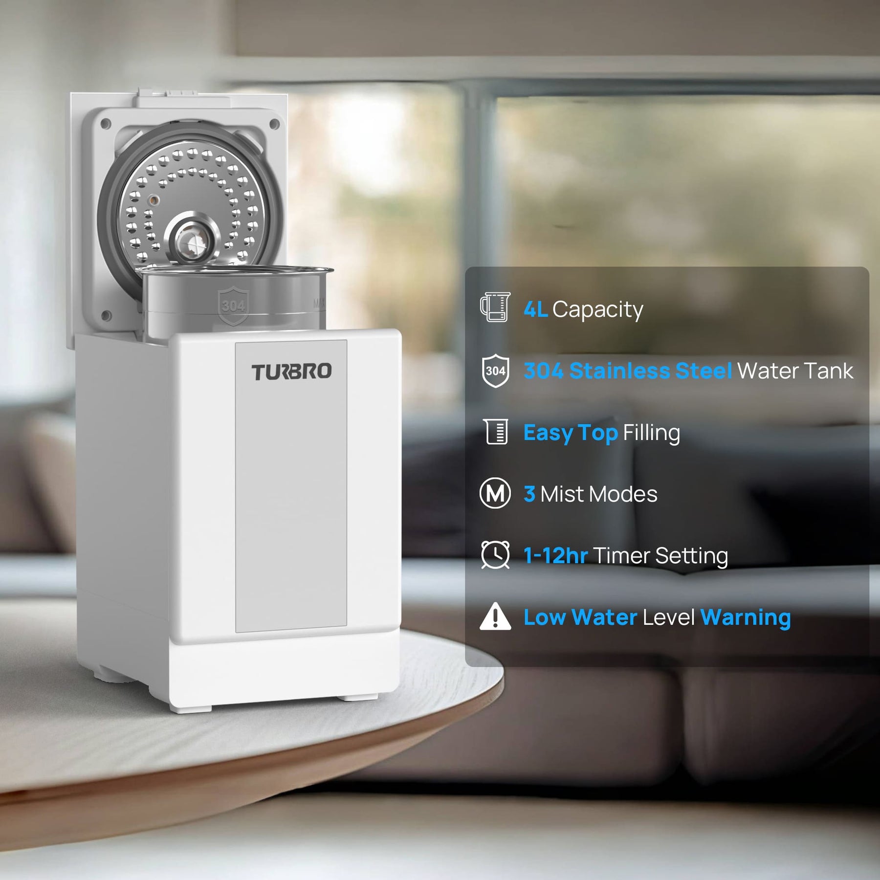(Open Box) Greenland GLS04 Steam Warm Mist Humidifier, Stainless Steel 4L (1 Gal)