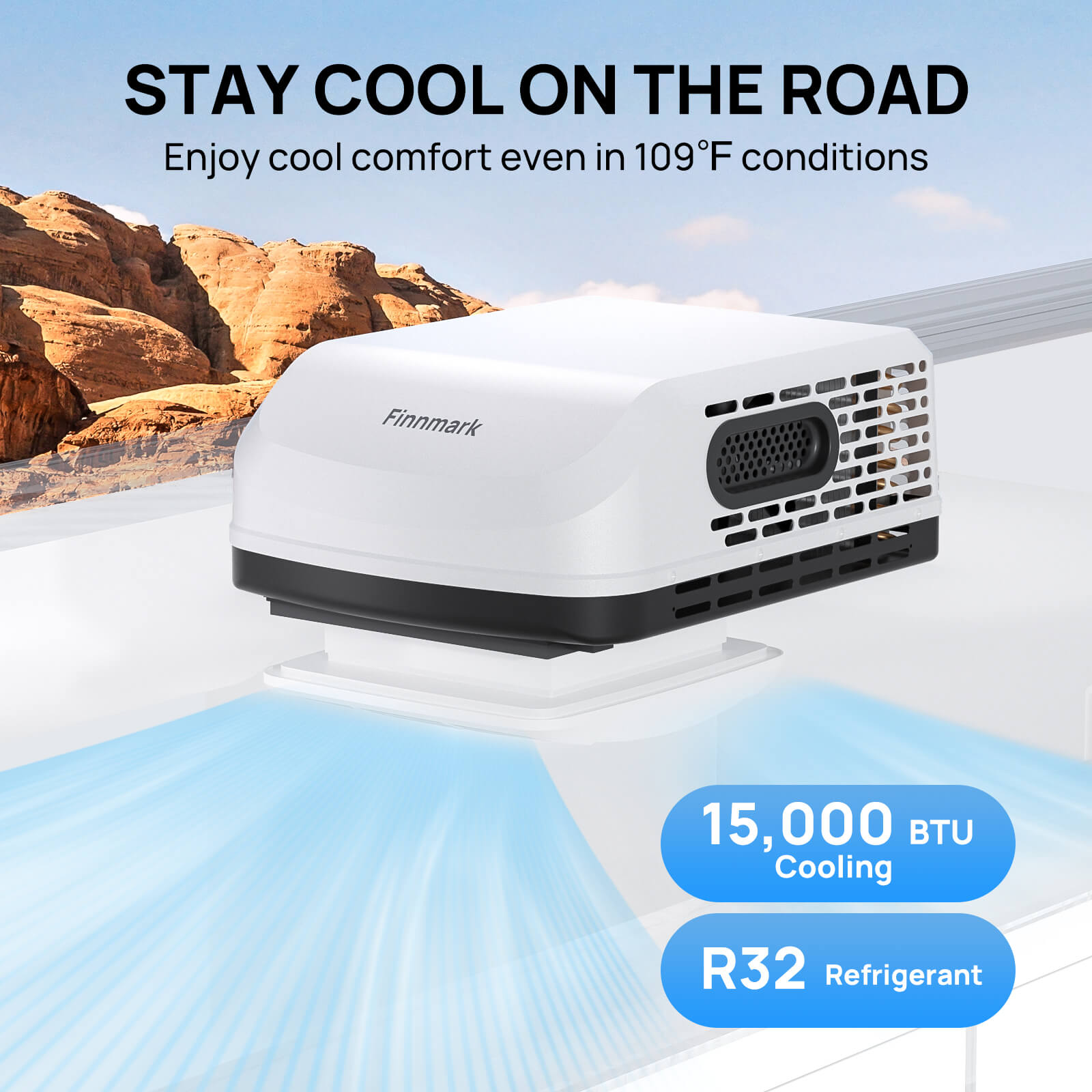 (Open Box) Finnmark 15,000 BTU Rooftop RV Air Conditioner (R32)