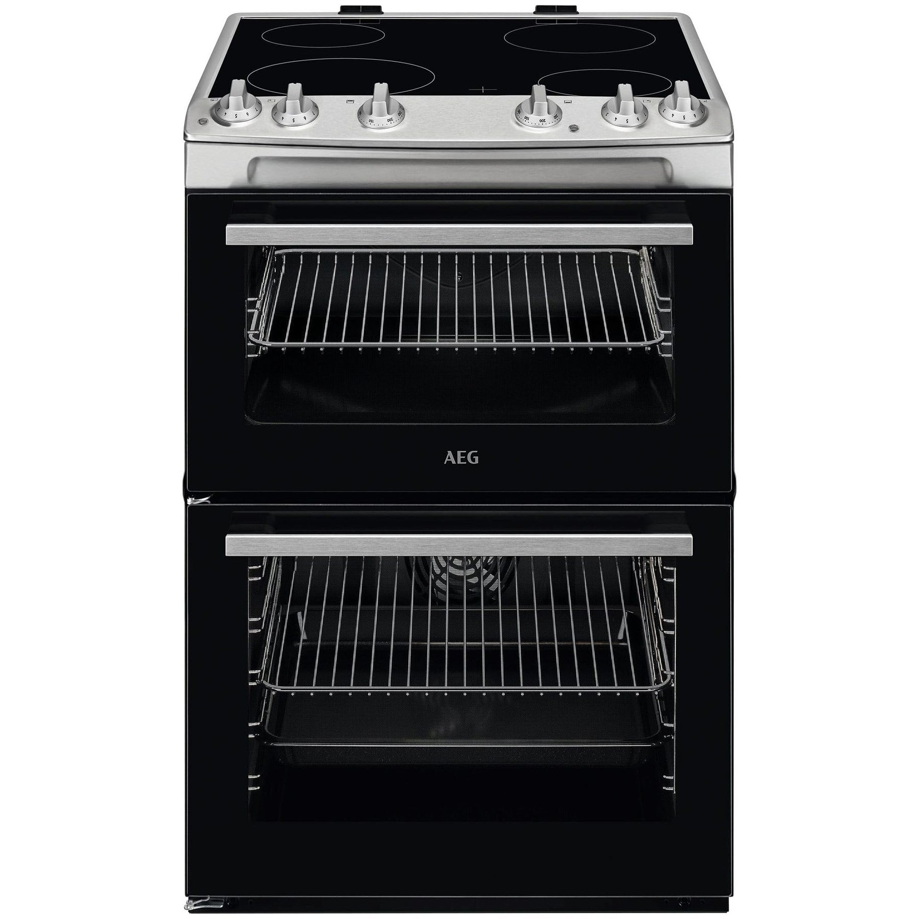 AEG 5000 Series SurroundCook Double Cavity Electric Cooker with Ceramic Hob, CCX6501ACM, Capacity 77/39L