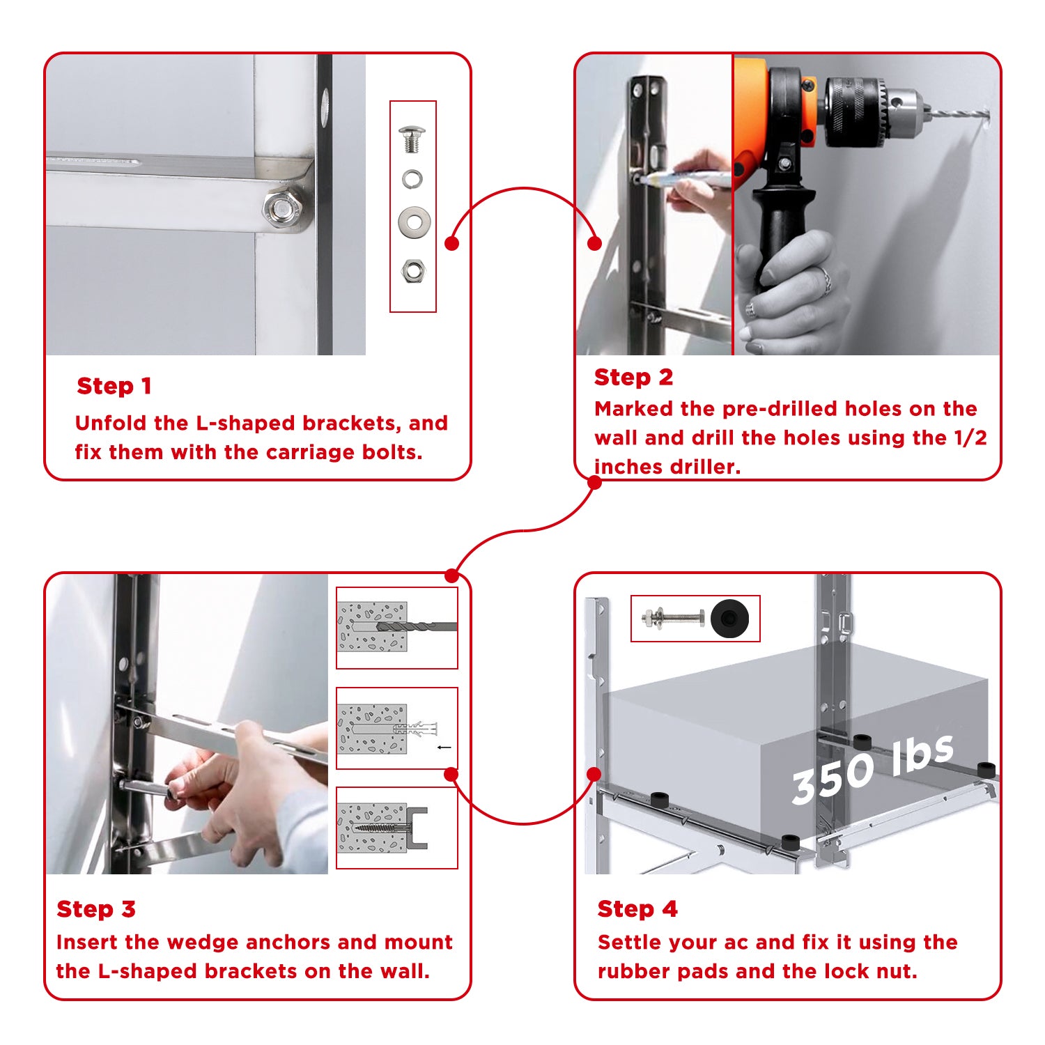 (Open Box) Wall Mounted Stainless Steel Bracket for Mini Spilt AC