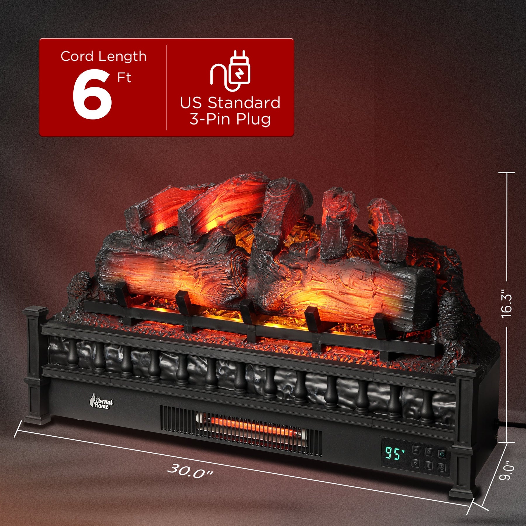 (Open Box) Eternal Flame EF30-PB Electric Fireplace Logs