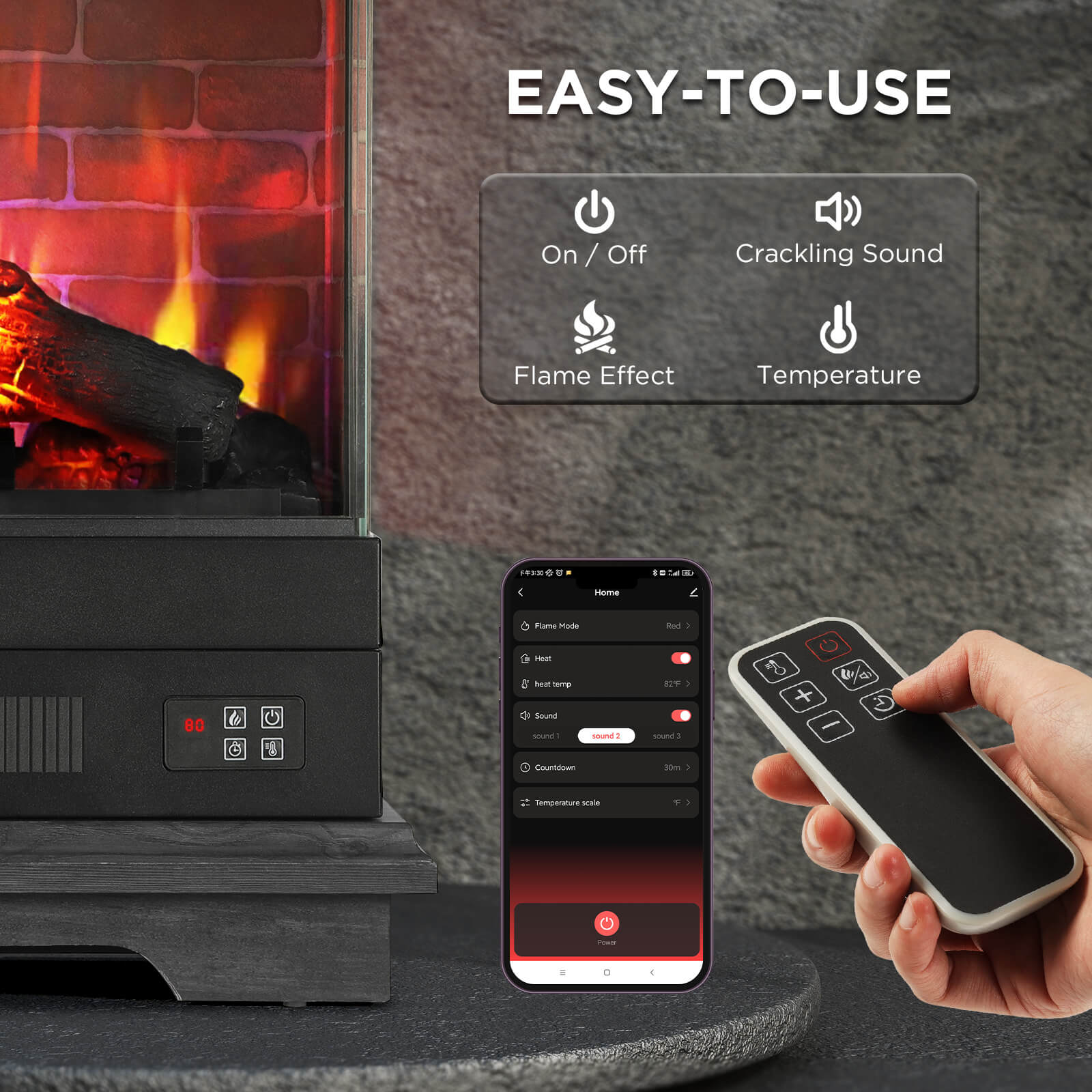 [Discontinued] Firelake FL27-BW Electric Fireplace Heater With Mantel
