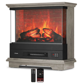 [Discontinued] Firelake FL27-GW Electric Fireplace Heater With Mantel
