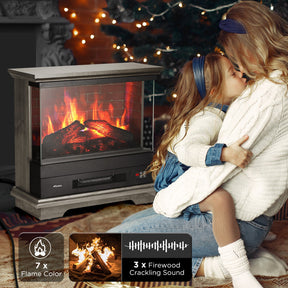 [Discontinued] Firelake FL27-GW Electric Fireplace Heater With Mantel