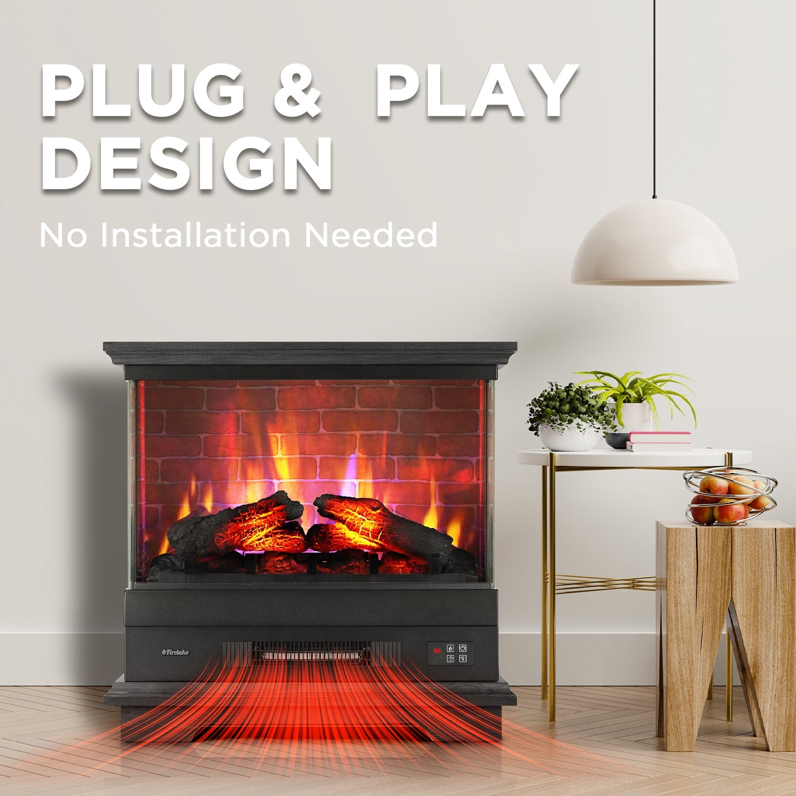 [Discontinued] Firelake FL27-BW Electric Fireplace Heater With Mantel