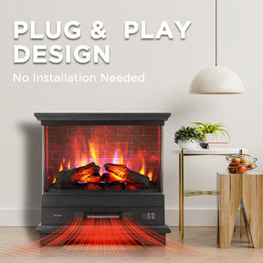 [Discontinued] Firelake FL27-BW Electric Fireplace Heater With Mantel