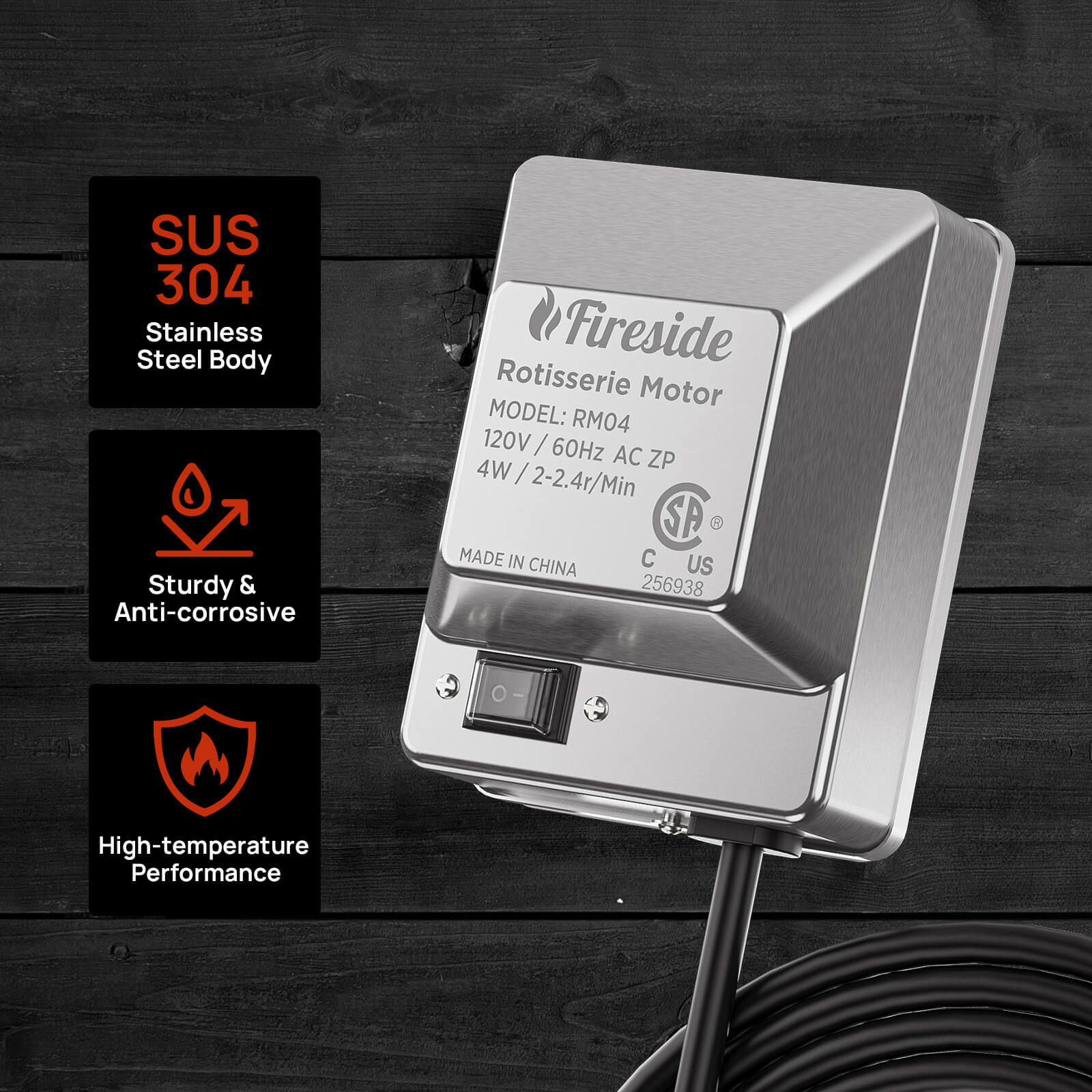 [Discontinued] Universal Stainless Steel Grill Rotisserie Motor