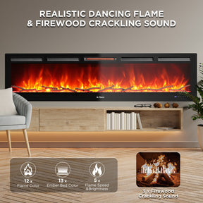 [Discontinued] In Flames INF88W-3D WiFi Smart Wall Mounted Electric Fireplace - Tempered Glass
