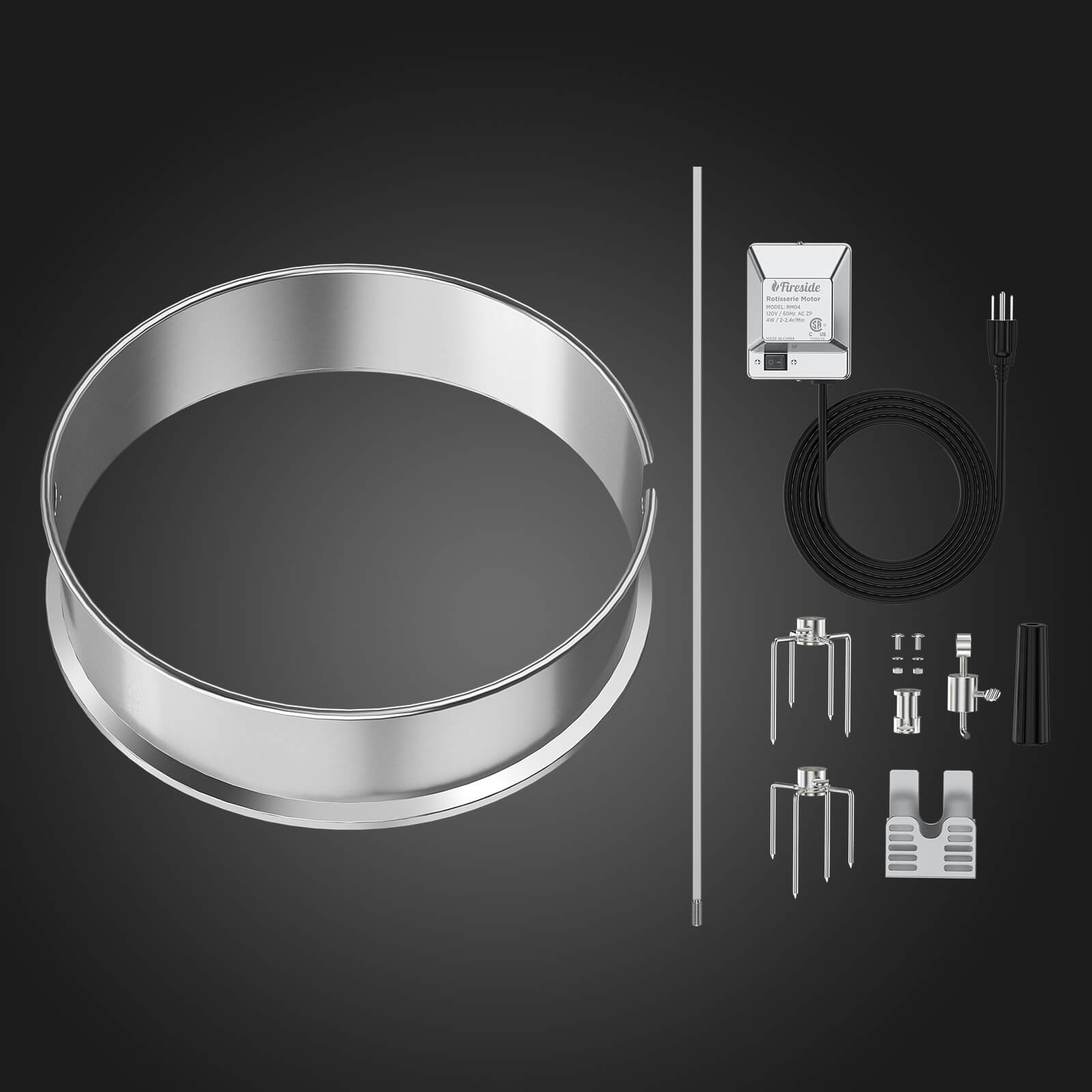 [Discontinued] Stainless Steel Rotisserie Ring Kit