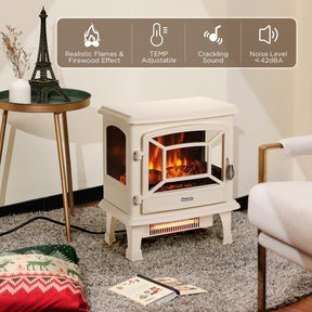 (Open Box) Suburbs TS20-SD Electric Fireplace Stove Heater with Sound