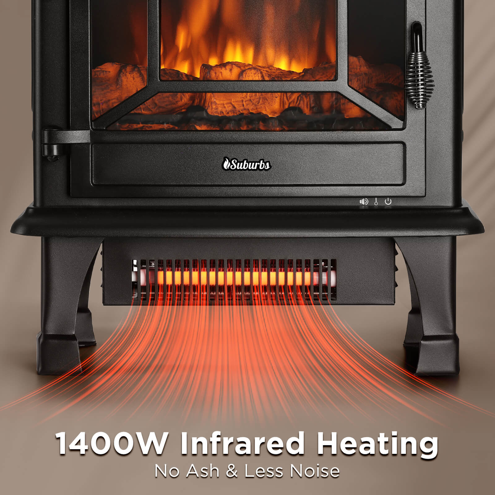 (Open Box) Suburbs TS20-SD Electric Fireplace Stove Heater with Sound