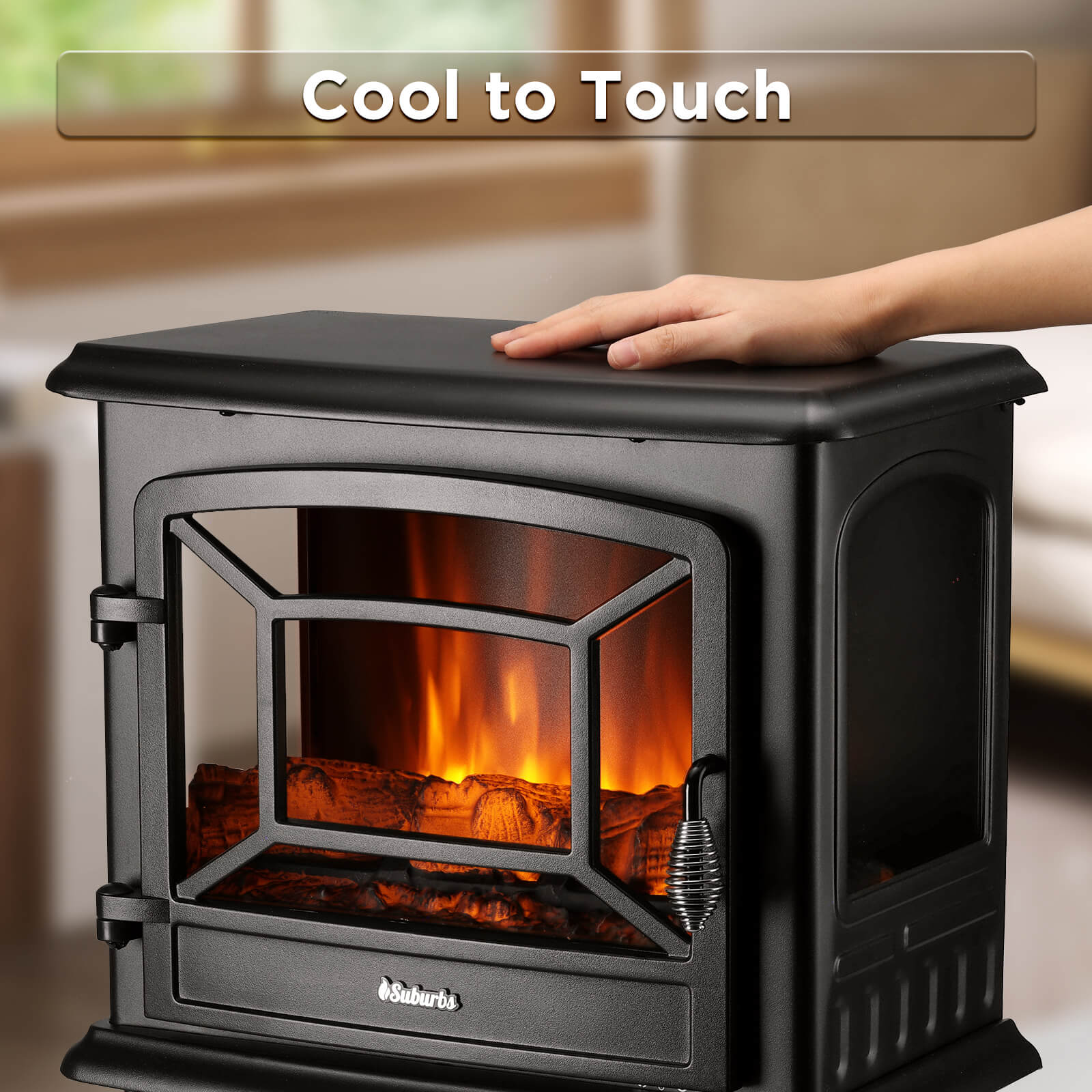 (Open Box) Suburbs TS20-SD Electric Fireplace Stove Heater with Sound