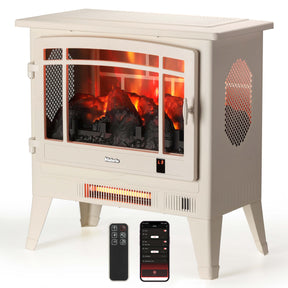 (Open Box) Suburbs TS25 Smart Electric Fireplace Stove Heater, WiFi Enabled