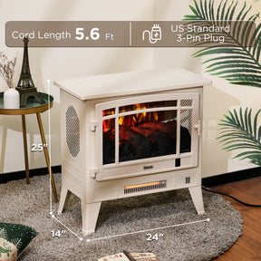 (Open Box) Suburbs TS25 Smart Electric Fireplace Stove Heater, WiFi Enabled