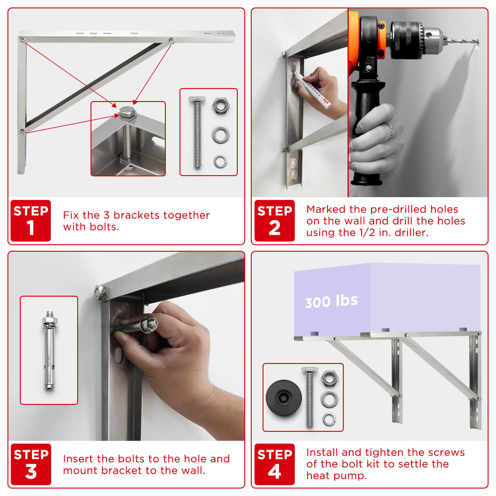 (Open Box) Wall Mounted Aluminum Bracket for Mini Spilt AC
